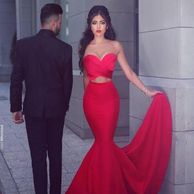 Red Mermaid Prom Dress Evening Dresses Said Mhamad