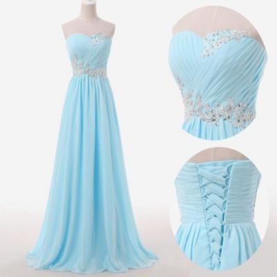 Light Blue Prom Dresses,Sweetheart Evening Gowns,Modest Formal Dresses,Beaded Prom Dresses,Fashion Evening Gown,Corset Evening Dress