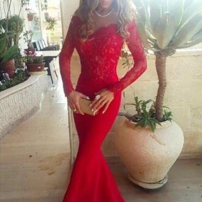  Long Sleeves Red Lace Long party Dresses,Mermaid Sheath Evening Dresses,Sexy party Dress On Sale,girls party dress, purple sexy prom Dresses,homecoming dress , 2016 cheap long sexy prom dress . 