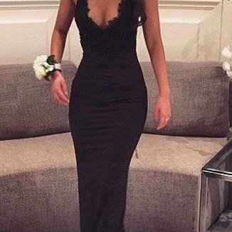 Hot Sell Spaghetti straps prom Dress,Sexy Black lace sexy evening gown mermaid Prom dresses For New Teens,cheap Sexy Backless Prom Dresses,Beading Evening Dress, Prom Dress, formal dresses,Wedding guests dresses