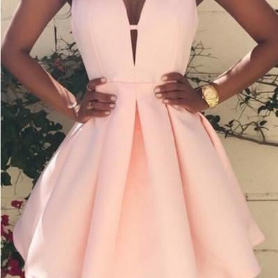 Party Dress, Sexy Women Cute A Line Party Dresses V neck Short Prom Dresses With Zipper Back