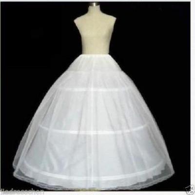 Long White Petticoat,3-Hoop Petticoat,Bridal wedding Petticoat/Underskirt/Slip crinoline Petticoat