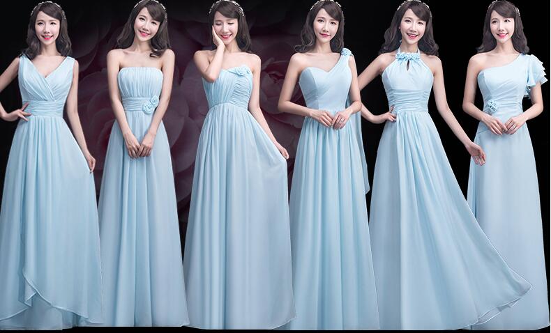 Custom Made Light Blue Floor Length Chiffon Bridesmaid Dresses On Luulla Custom Made Light Blue Floor Length Chiffon Bridesmaid Dresses