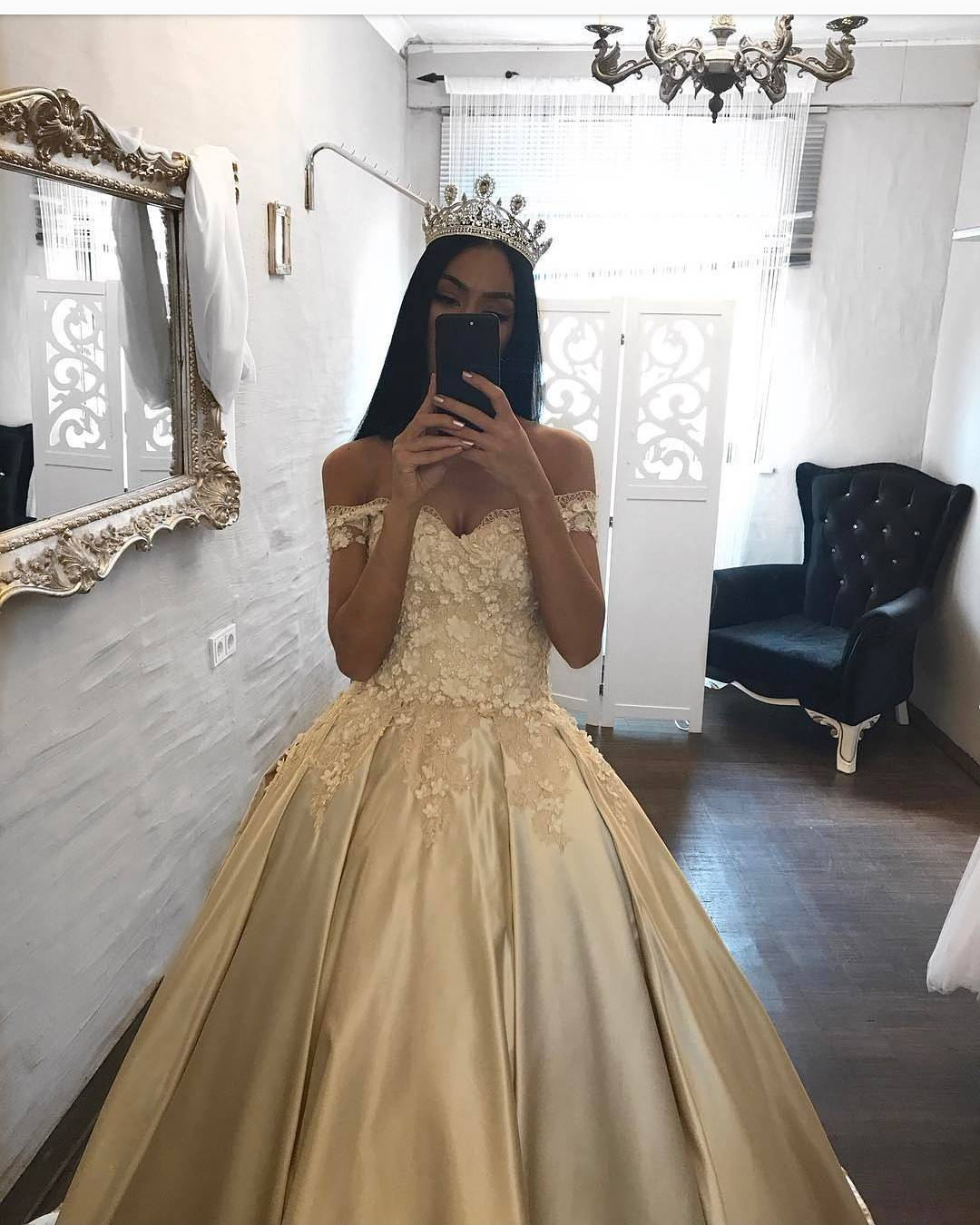 champagne ball gown prom dresses