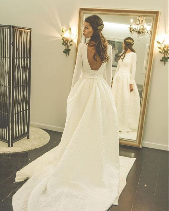 simple wedding dress with train
