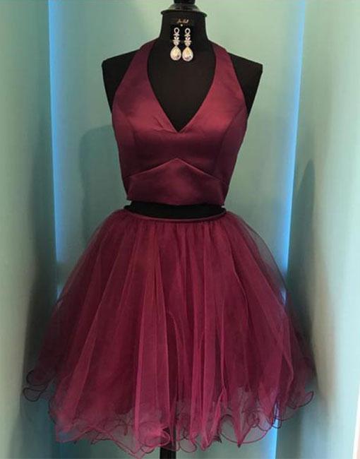 burgundy 2 piece dress