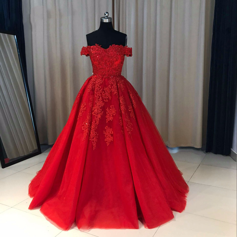 Red Off The Shoulder Long Sleeve Prom Dress Pemerintah Kota Ambon