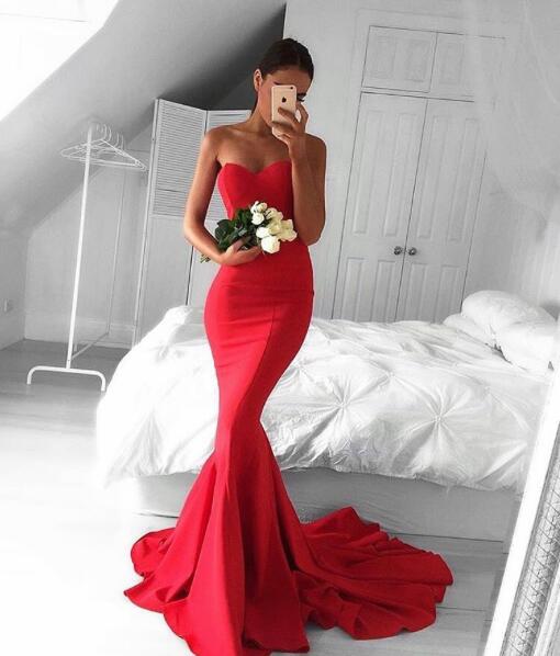 red midi prom dress