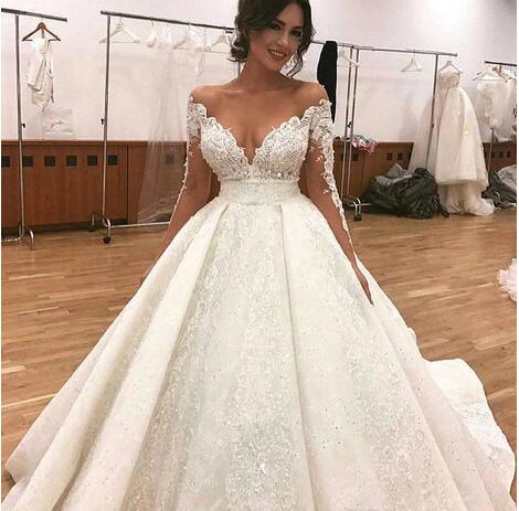 Beaded Lace A Line V Neck Wedding Dress Kleinfeld Bridal
