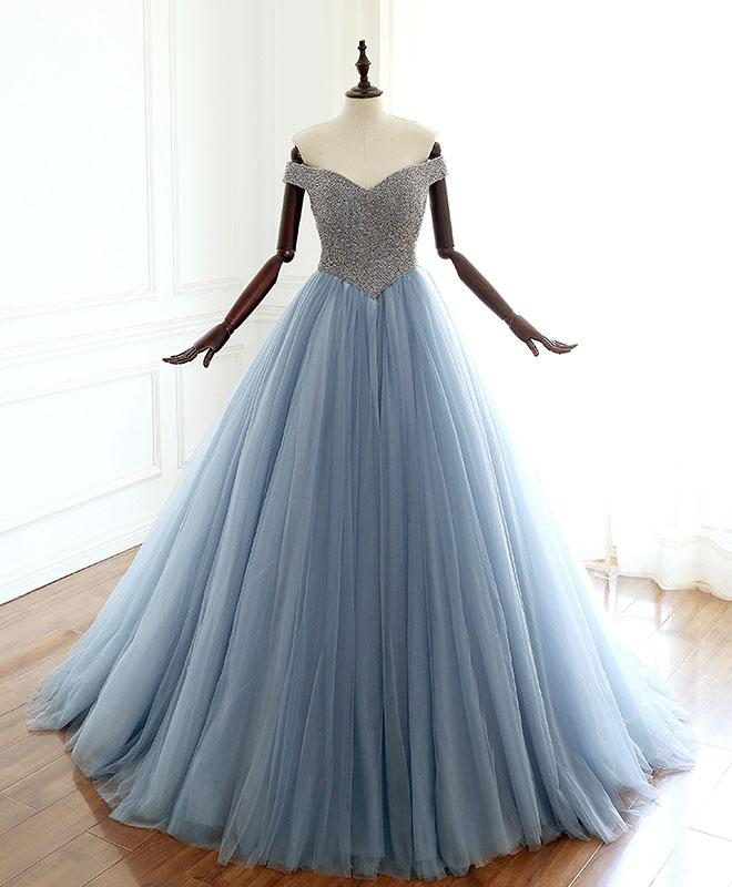 dusty blue formal gown