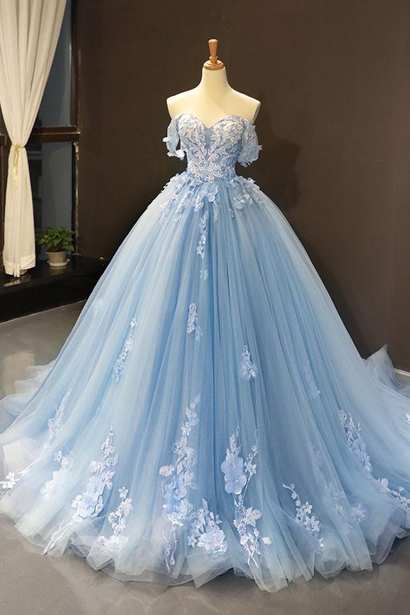 floral applique ball gown