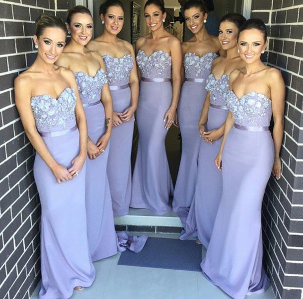 White Floor Length Bridesmaid Dresses
