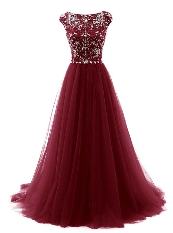 burgundy floor length gown