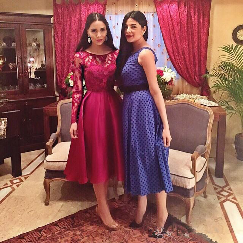 Burgundy Cocktail Dresses with Sleeves