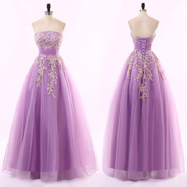 Prom Dress Custom Charming Purple Applique Beading Prom Dress