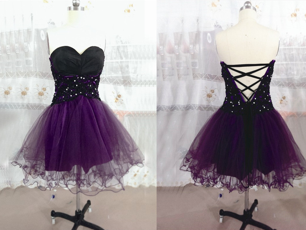 Party Dress Lace Homecoming Dress Tulle Homecoming Dress Grape