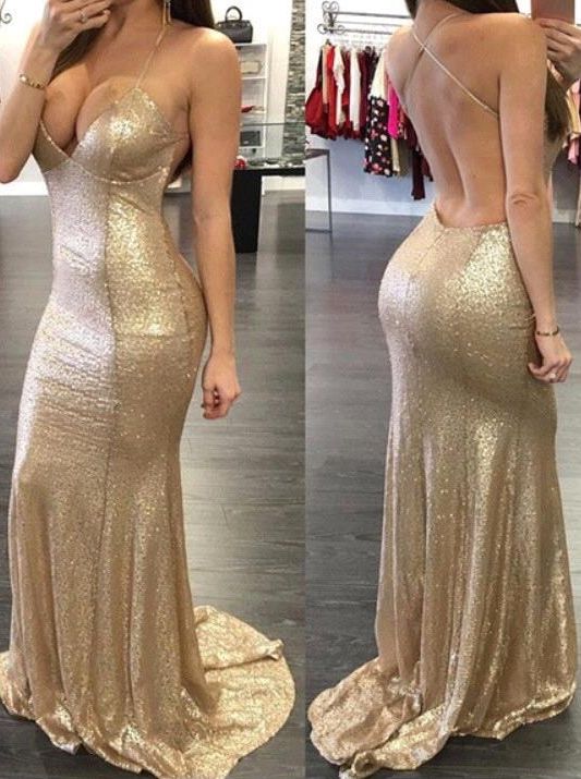 gold bodycon prom dress