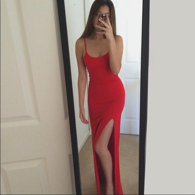 Bodycon Dress,Spaghetti Strap Red 