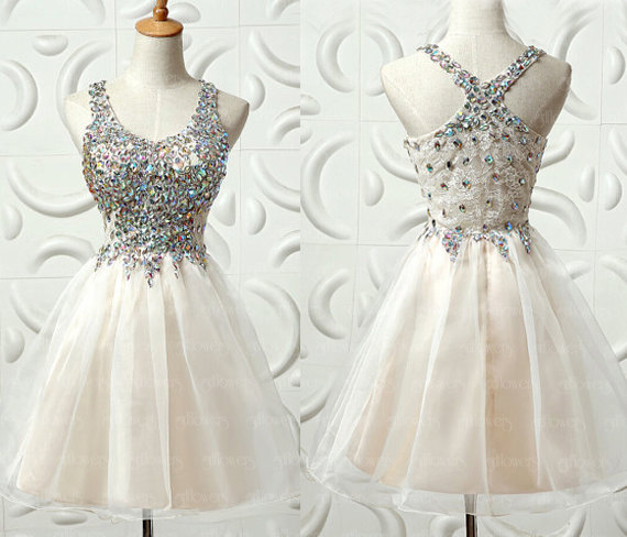 Sexy Sleeveless Straps Short Prom Dresses Mini White Homecoming