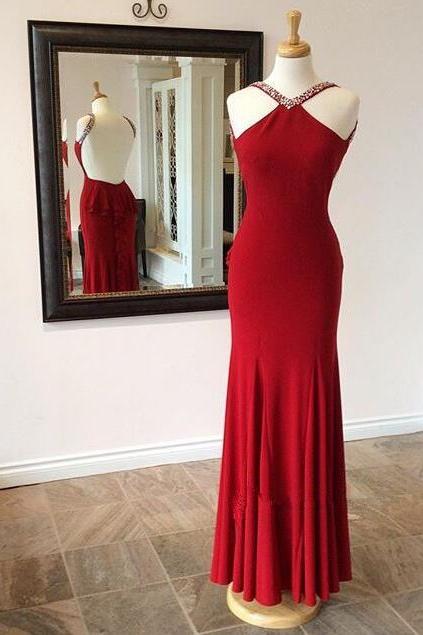 Red Prom Dresses,Mermaid Prom Dress,Satin Prom Dress,Strapless Prom ...