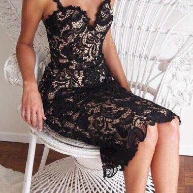 Lace Dress, Elegant Spaghe..