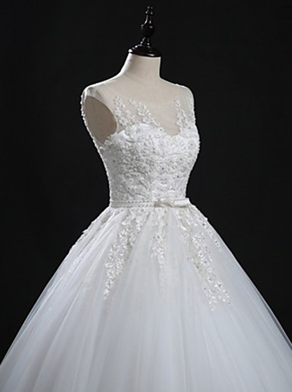 Tulle Ball Gown Wedding Dresses - Floor-length Scoop Appliques Beading ...