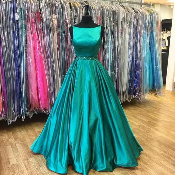 2017 Popular Green Prom Dress,Sleeveless Beaded Evening Dress,Floor ...